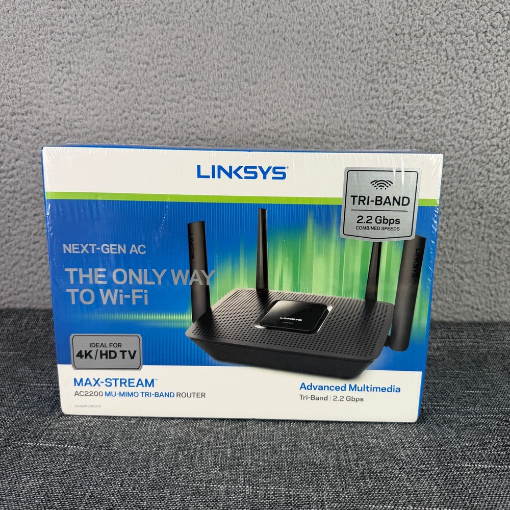 Linksys Max-Stream AC2200 MU-MIMO Tri-Band Router EA8300 Black New Sealed